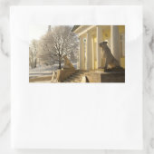 Moskou. Winter. leeuwsculptuur. Rechthoekige Sticker (Tas)