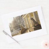 Moskou. Winter. leeuwsculptuur. Rechthoekige Sticker (Envelop)