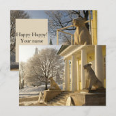 Moskou. Winter. leeuwsculptuur. RSVP Kaartje (Voorkant / Achterkant)