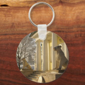 Moskou. Winter. leeuwsculptuur Sleutelhanger (Voorkant)