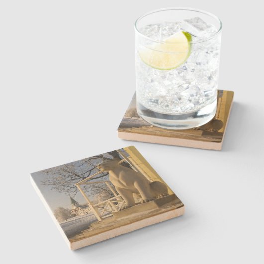 Moskou. Winter. leeuwsculptuur Stenen Onderzetter (Zijkant)