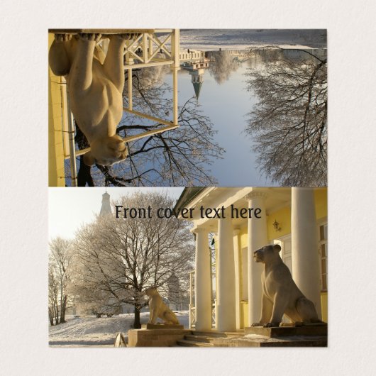 Moskou. Winter. leeuwsculptuur. Visitekaartje (Buitenkant ongevouwen)