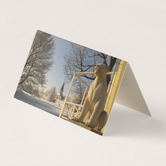 Moskou. Winter. leeuwsculptuur. Visitekaartje (Achterkant)