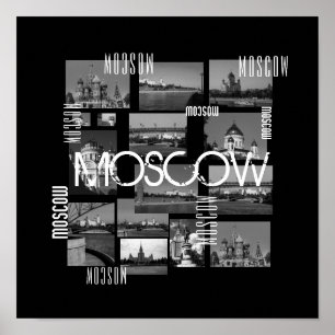 Moskouse stad St. Basil's Cathedraal Architecture  Poster