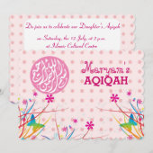 Moslim baby meisje roze aqiqah Islamitisch Kaart (Voorkant / Achterkant)