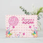 Moslim baby meisje roze aqiqah Islamitisch Kaart (Staand voorkant)