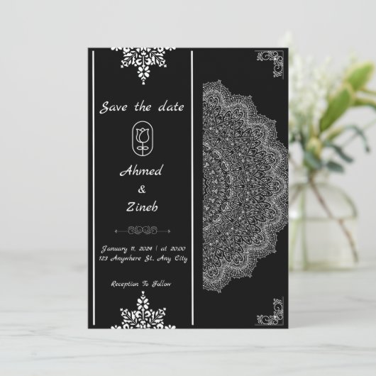 Moslim bruiloft bewaar de datum save the date (Staand voorkant)