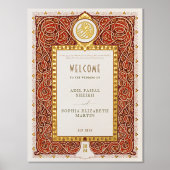 Moslim Bruiloft Bourgondië Rood Goud Welkomstbord Folie Afdrukken (Voorkant)