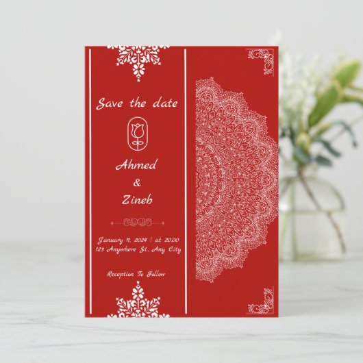 Moslim bruiloft Save the Date (Staand voorkant)