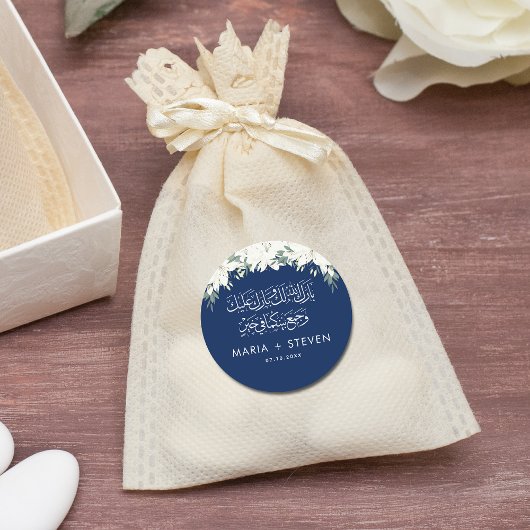 Moslim chique bloemenbruiloft ronde sticker