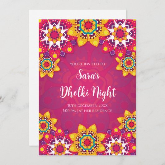 Moslim Dholki uitnodigingen als Digitale Dholki ka (Voorkant / Achterkant)