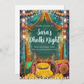 Moslim Dholki uitnodigingen & Mehndi uitnodigingen (Voorkant / Achterkant)