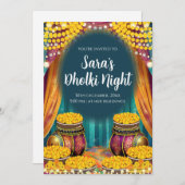 Moslim Dholki uitnodigt & Mehndi uitnodiging (Voorkant / Achterkant)