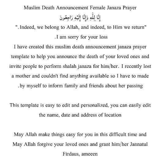 Moslim Dood Aankondiging Man Janaza Gebed