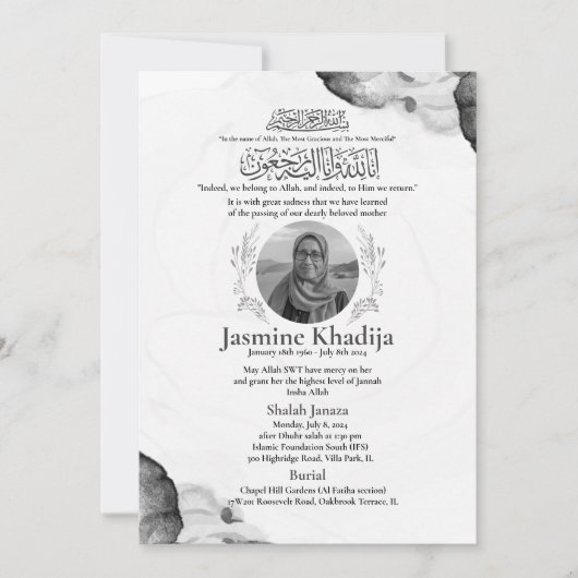 Moslim Dood Aankondiging Vrouw Janaza Gebed (Voorkant)
