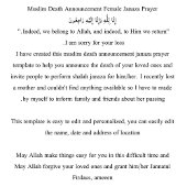 Moslim Dood Aankondiging Vrouw Janaza Gebed