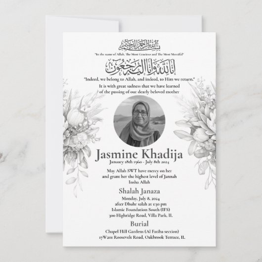 Moslim Dood Aankondiging Vrouw Janaza Gebed (Voorkant)