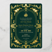 Moslim Emerald Elegantie Gouden folie Bruiloft Folie Uitnodiging (Voorkant)