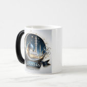 Moslim Gouden Marine Blauwe Moskee Eid Mubarak Magische Mok (Voorkant links)