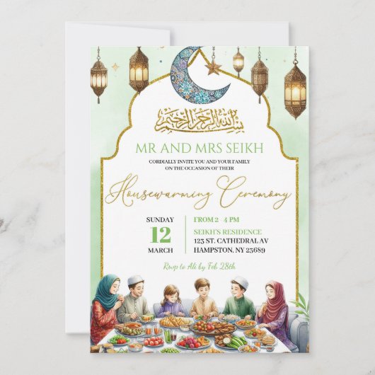 Moslim housewarming ceremonie Familie Eid diner Kaart (Voorkant)