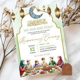 Moslim housewarming ceremonie Familie Eid diner Kaart