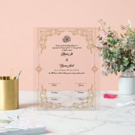 Moslim huwelijkscontract acryl acryl bord