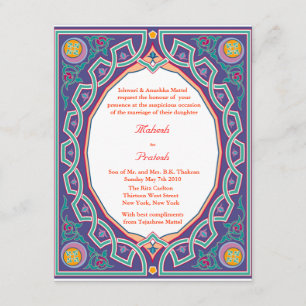 Moslim-Indiaas huwelijk of uitnodiging van Mehndi