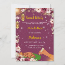 Moslim Mehndi Night Uitnodiging, Henna Uitnodiging