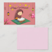 Moslim meisje leest Alquran Notitiekaartje (Voorkant / Achterkant)