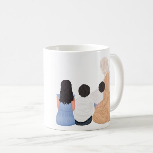 Moslim Moeder met 2 zonen en 1 dochter Gepersonali Koffiemok (Voorkant rechts)