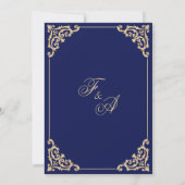 Moslim Nikah Blauw Goud Islamitische Bruiloft Kaart (Achterkant)