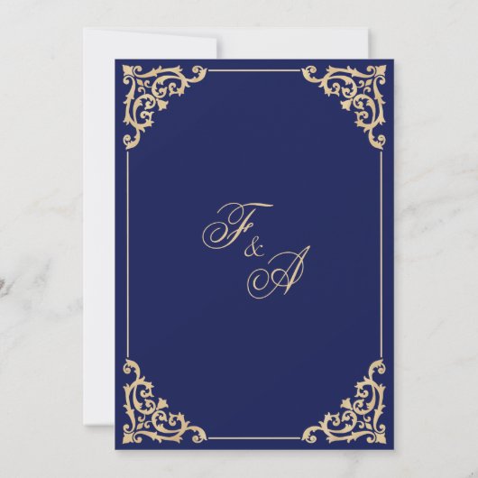 Moslim Nikah Blauw Goud Islamitische Bruiloft Kaart (Achterkant)