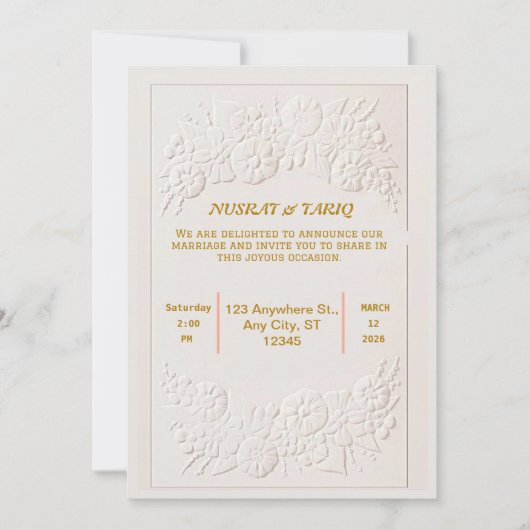 Moslim Nikah islamitische bruiloft uitnodiging (Voorkant)