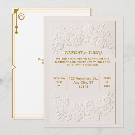 Moslim Nikah islamitische bruiloft uitnodiging (Voorkant / Achterkant)