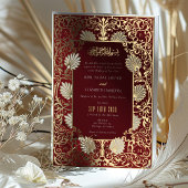 Moslim Rood & Goud Folie Accenten Bruiloft Folie Uitnodiging