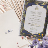 Moslim Sierlijk Goud Blauw Islamitische Folie Brui Folie Uitnodiging