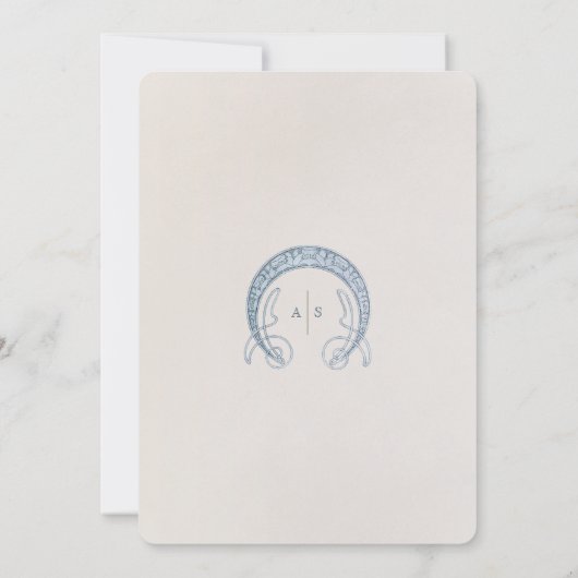 Moslim Stoffig Blauw Bruiloft Art Nouveau Mucha Kaart (Achterkant)