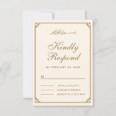 Moslimbruiloft tussen crème en gouden rand RSVP kaartje (Voorkant)