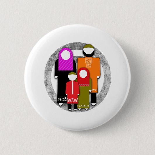 Moslimfamilie Ronde Button 5,7 Cm (Voorkant)
