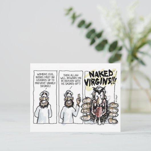Moslimhemel - 72 maagden! briefkaart (Staand voorkant)