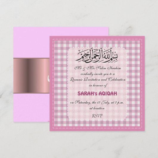 Moslimmeisje Aqiqah nodigt uit tot viering Kaart (Voorkant / Achterkant)