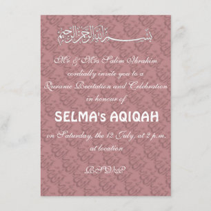 Moslimmeisje Pink Aqiqah Kaart