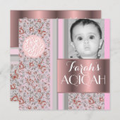 Moslimmeisje roze aqiqah foto kaart (Voorkant / Achterkant)
