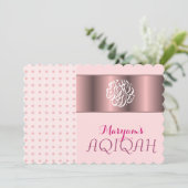 Moslimmeisje roze aqiqah Islamitisch Kaart (Staand voorkant)