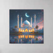 Moslimmoskee Crescent Sterren Schilderen Canvas Afdruk (Voorkant)