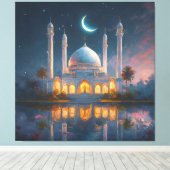 Moslimmoskee Crescent Sterren Schilderen Canvas Afdruk (Insitu (Houten vloer))