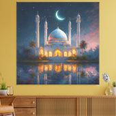 Moslimmoskee Crescent Sterren Schilderen Canvas Afdruk (Insitu (Woonkamer))