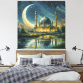 Moslimmoskee Crescent Sterren Schilderen Canvas Afdruk (Insitu (Slaapkamer))