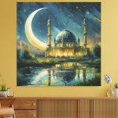 Moslimmoskee Crescent Sterren Schilderen Canvas Afdruk (Insitu (Woonkamer))