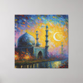 Moslimmoskee Crescent Sterren Schilderen Canvas Afdruk (Voorkant)